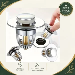 Universal Sink Drain Stopper with Hair Catcher Chrome Pop-Up Plug Filter